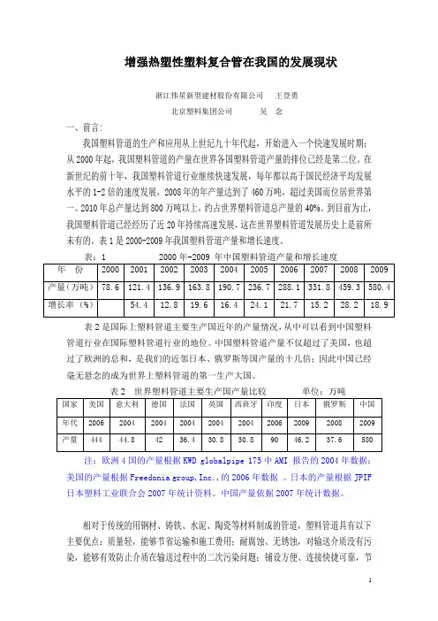 增强热塑性塑料复合管在我国的发展现状