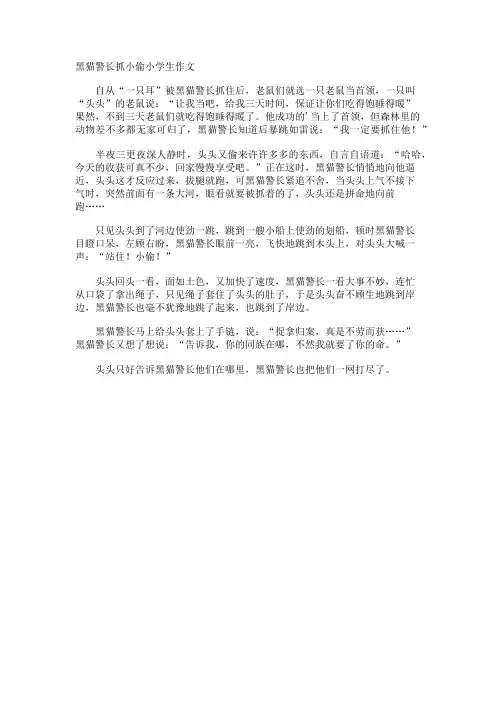 黑猫警长抓小偷小学生作文