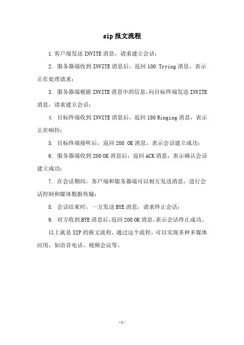 sip报文流程