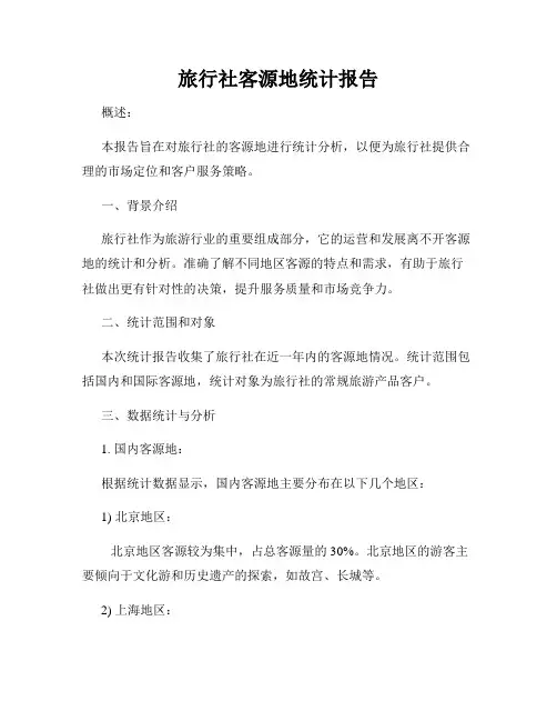 旅行社客源地统计报告
