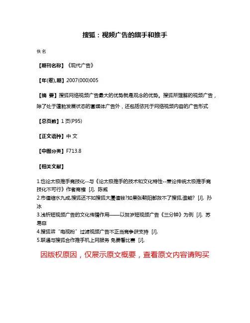 搜狐：视频广告的旗手和推手