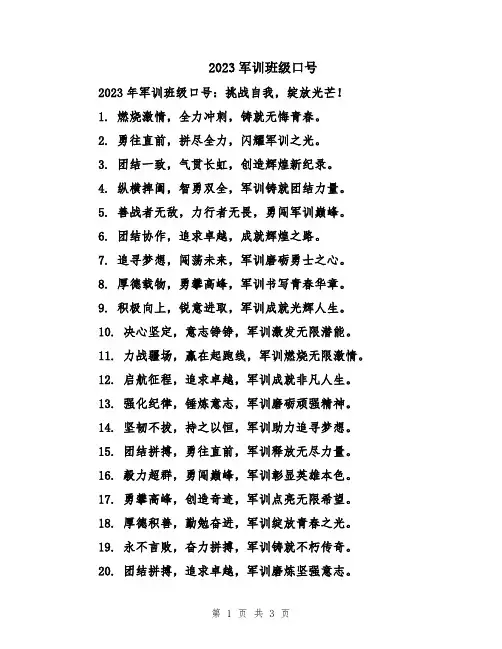 2023军训班级口号