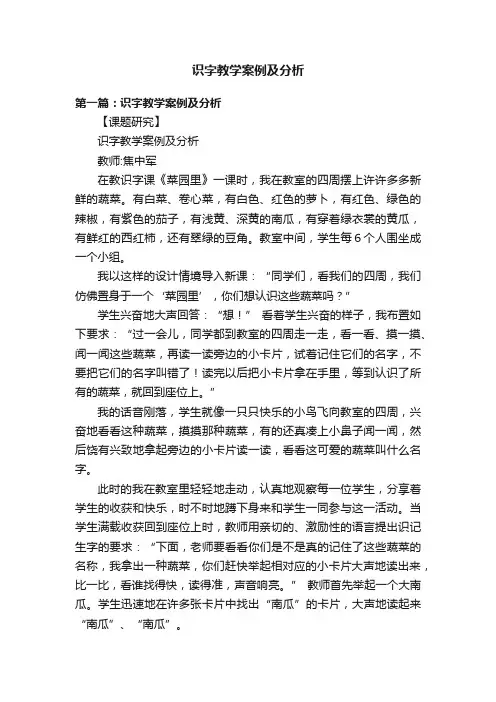 识字教学案例及分析
