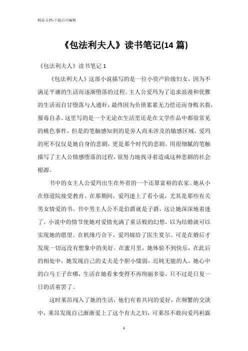 《包法利夫人》读书笔记(14篇)