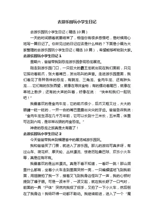 去游乐园玩小学生日记（精选10篇）