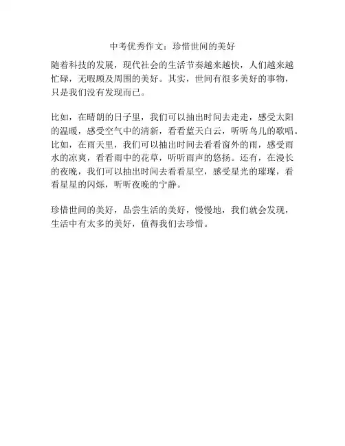中考优秀作文：珍惜世间的美好