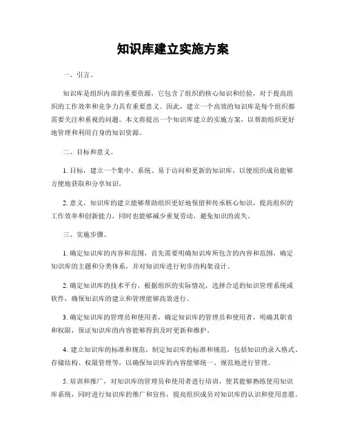 知识库建立实施方案