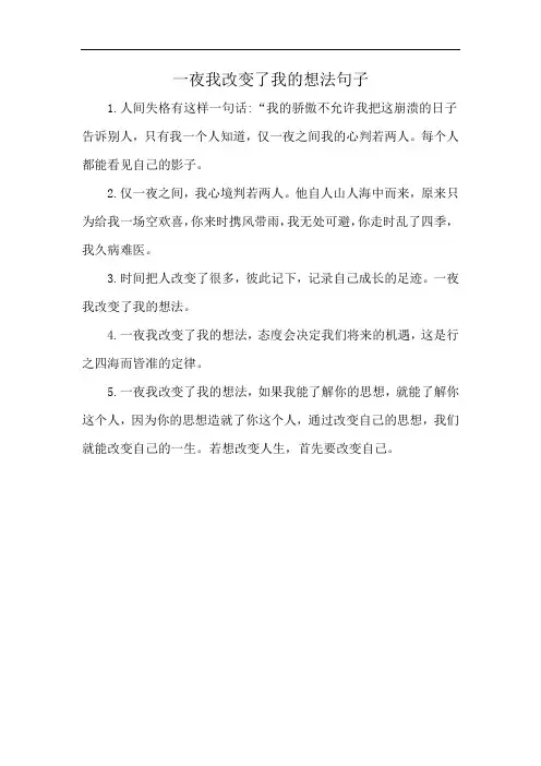 一夜我改变了我的想法句子