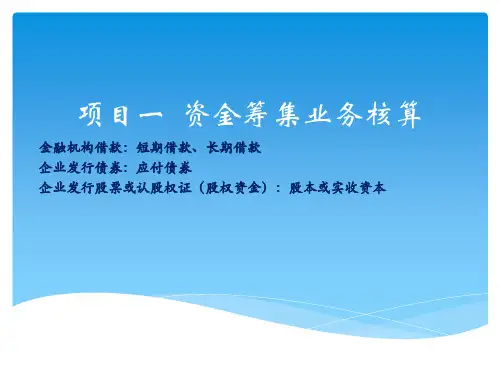 项目一  资金筹集业务核算  《财务会计》PPT课件