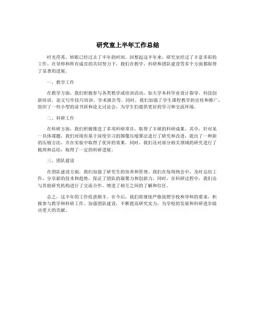 研究室上半年工作总结