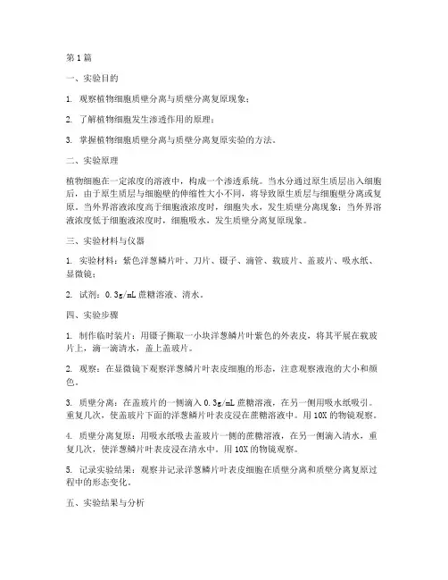 实验报告_质壁分离(3篇)