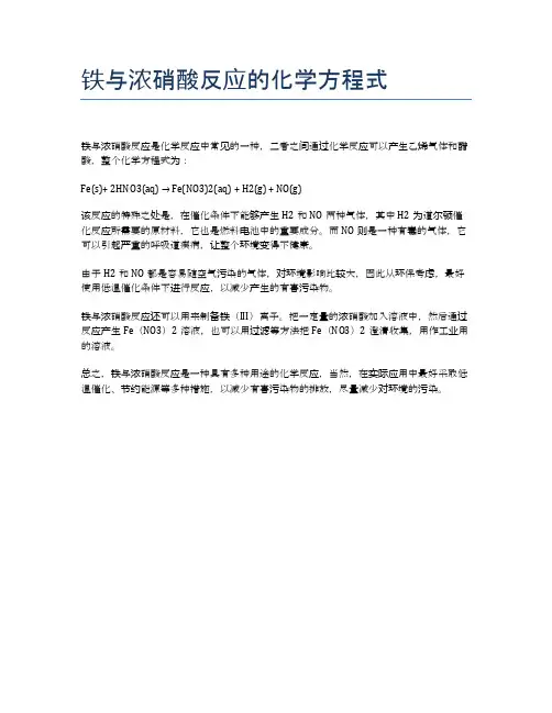 铁与浓硝酸反应的化学方程式