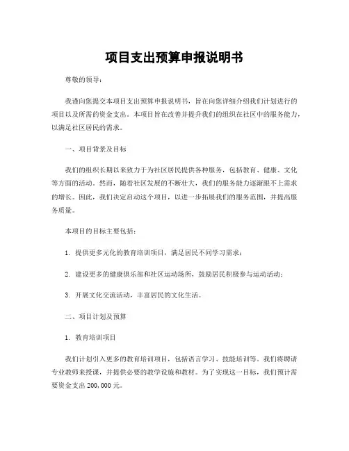 项目支出预算申报说明书