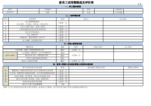 试用期跟踪考核表