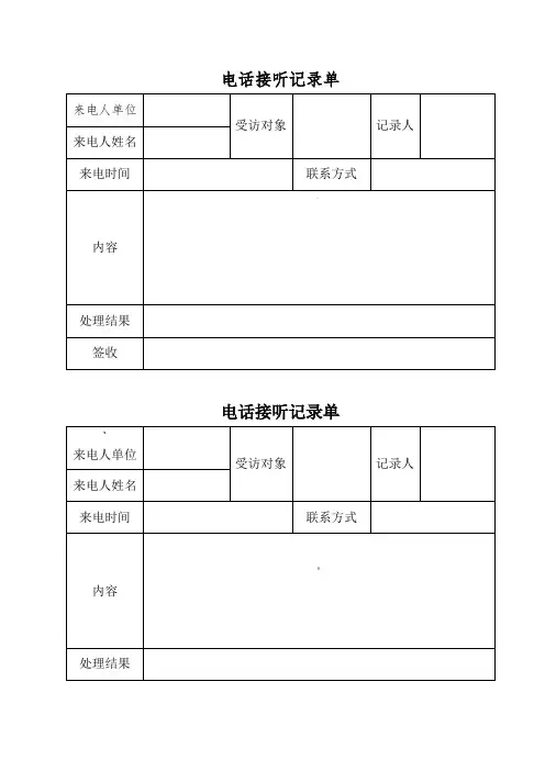 电话接听记录单