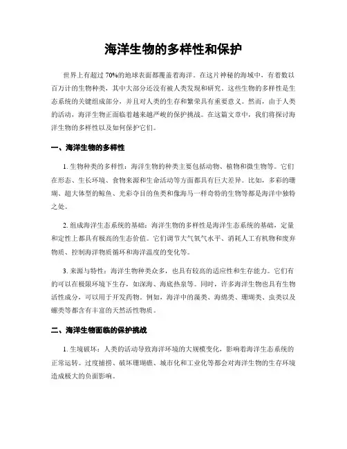 海洋生物的多样性和保护