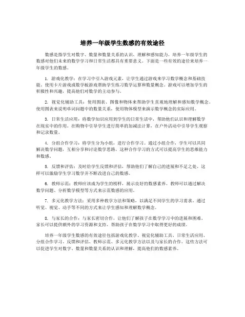 培养一年级学生数感的有效途径