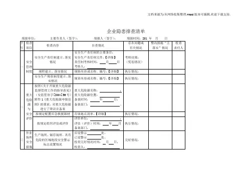企业隐患排查清单
