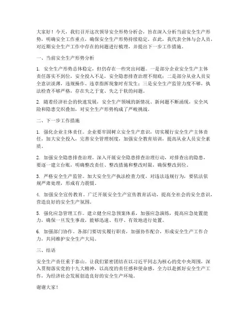 领导安全形势分析会发言稿