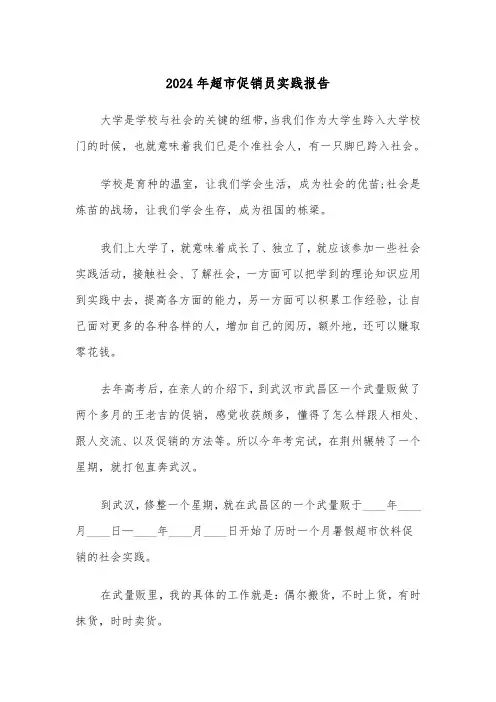 2024年超市促销员实践报告（三篇）