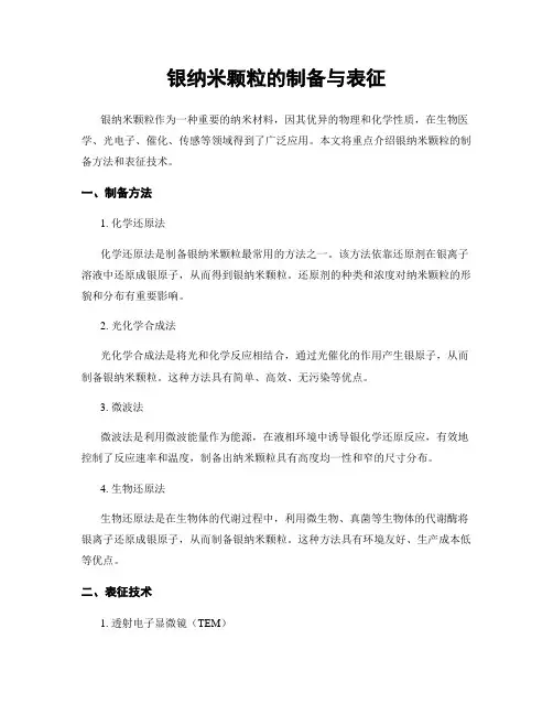 银纳米颗粒的制备与表征