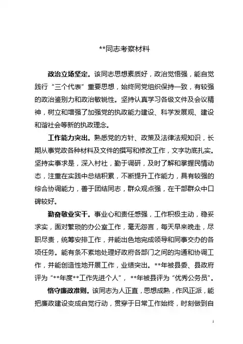 某同志考察材料