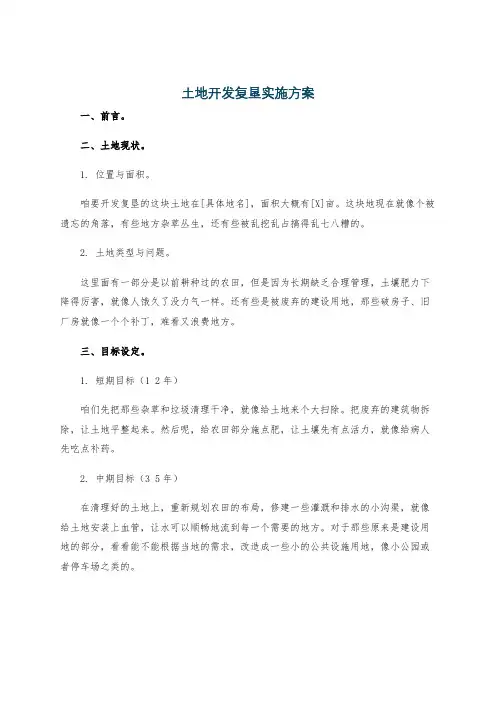 土地开发复垦实施方案