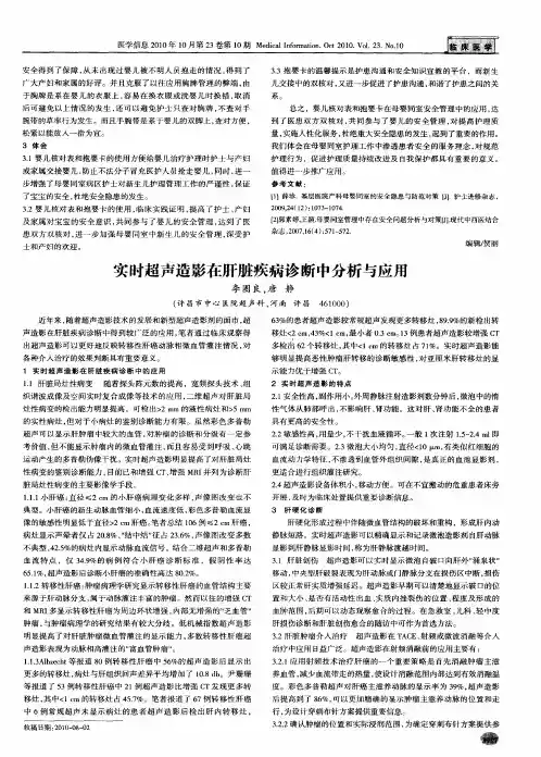 实时超声造影在肝脏疾病诊断中分析与应用