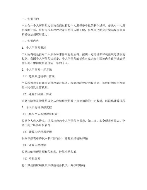 会计个人所得税实训报告