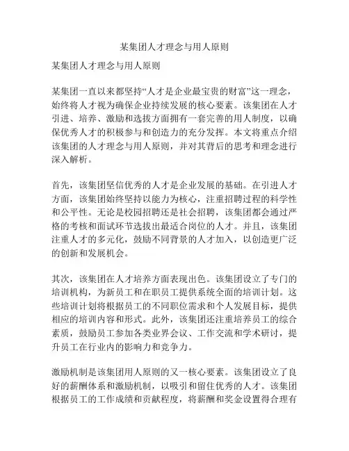 某集团人才理念与用人原则