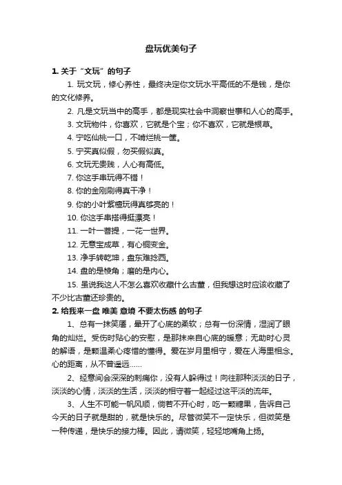 盘玩优美句子