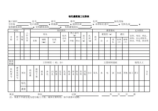 钻孔灌浆施工记录表