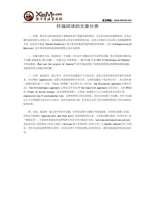 托福阅读的文章分类