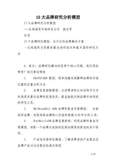 15大品牌研究分析模型