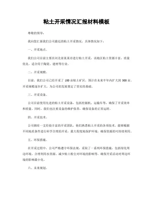 粘土开采情况汇报材料模板