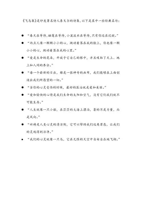 飞鸟集的经典名句