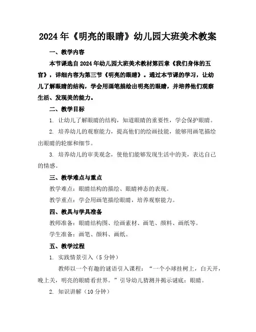 2024年《明亮的眼睛》幼儿园大班美术教案
