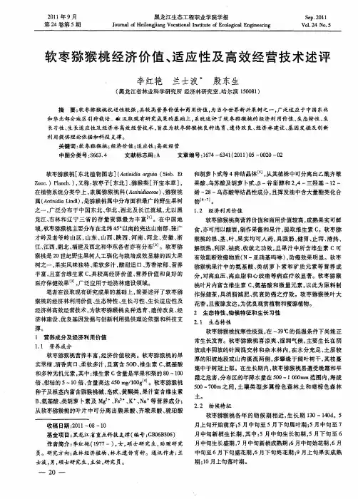 软枣猕猴桃经济价值、适应性及高效经营技术述评