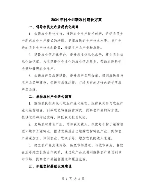 2024年村小组新农村建设方案
