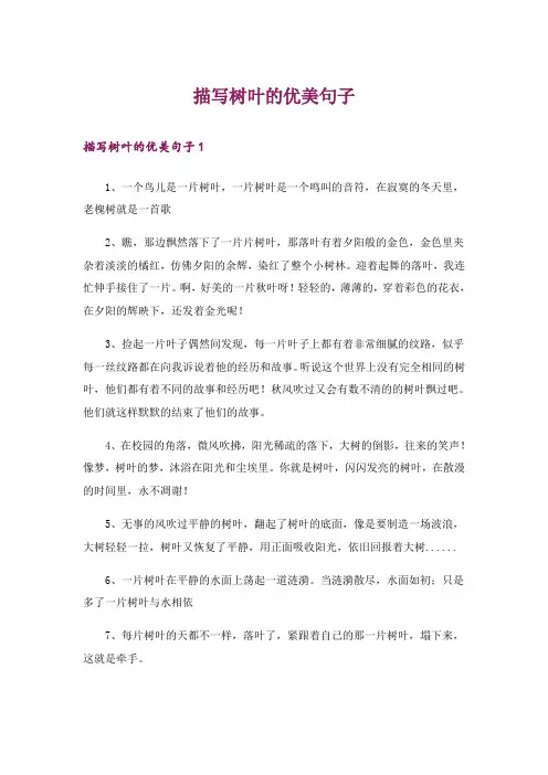 描写树叶的优美句子