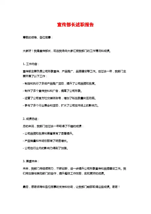 宣传部长述职报告
