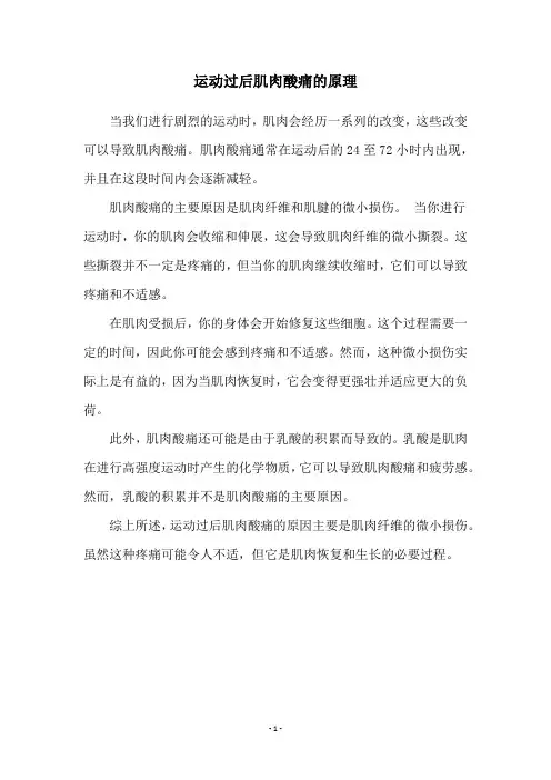 运动过后肌肉酸痛的原理