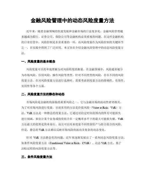 金融风险管理中的动态风险度量方法
