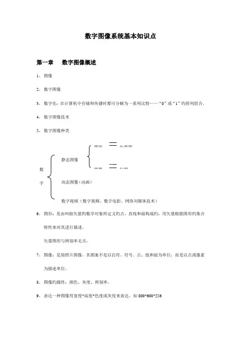 2023年数字图像系统基本知识点