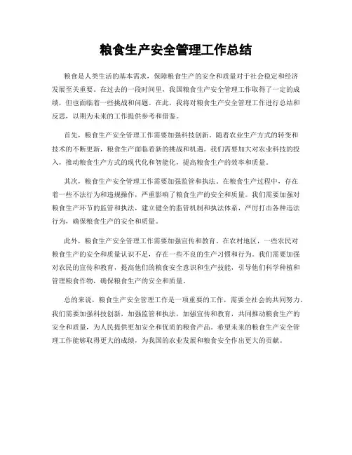 粮食生产安全管理工作总结