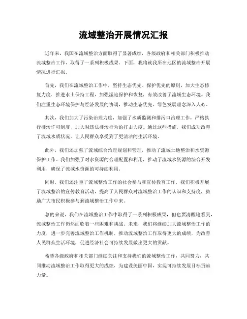 流域整治开展情况汇报