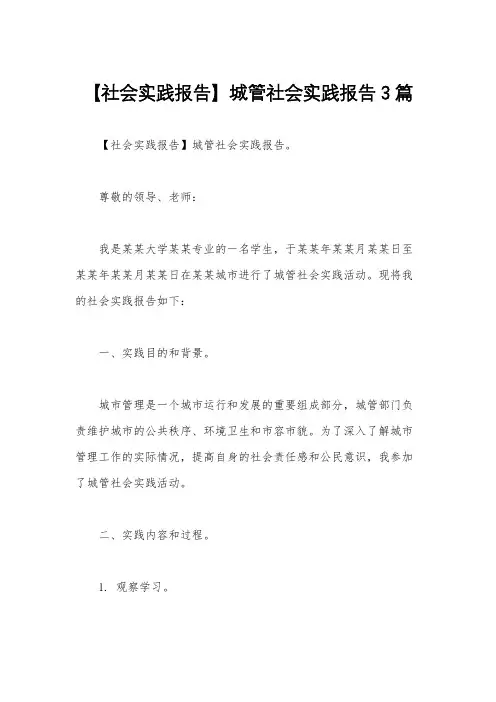 【社会实践报告】城管社会实践报告3篇