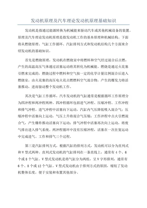 发动机原理及汽车理论发动机原理基础知识