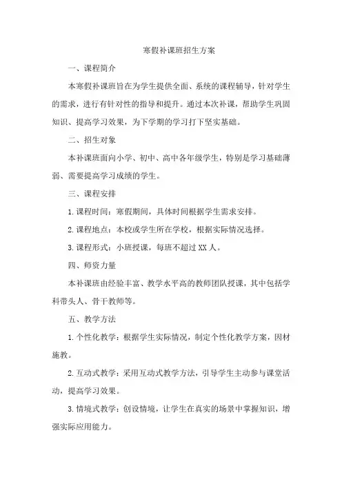 寒假补课班招生方案