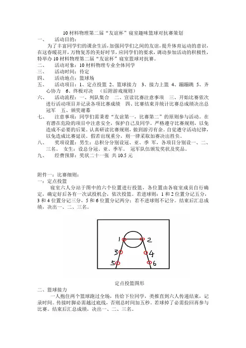 “友谊杯”寝室篮球对抗赛策划